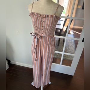 Billabong jumpsuit, size XS, pink/blue stripe